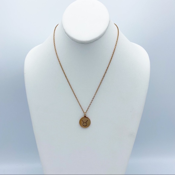 Taurus Astrological Zodiac Sign Pendant Copper Tone Dainty Chain Necklace - Picture 8 of 8